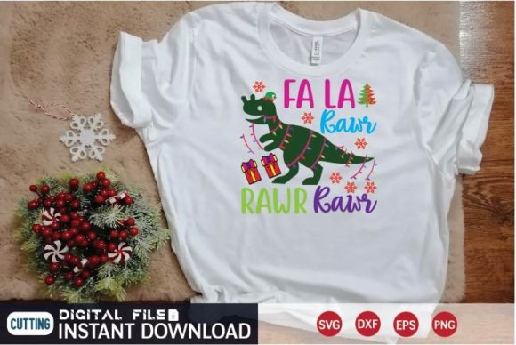 Festive and Fun Fa La Rawr Rawr Rawr Svg Design